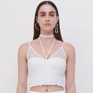 JONATHAN SIMKHAI The Lottie Poplin Crop Top in White